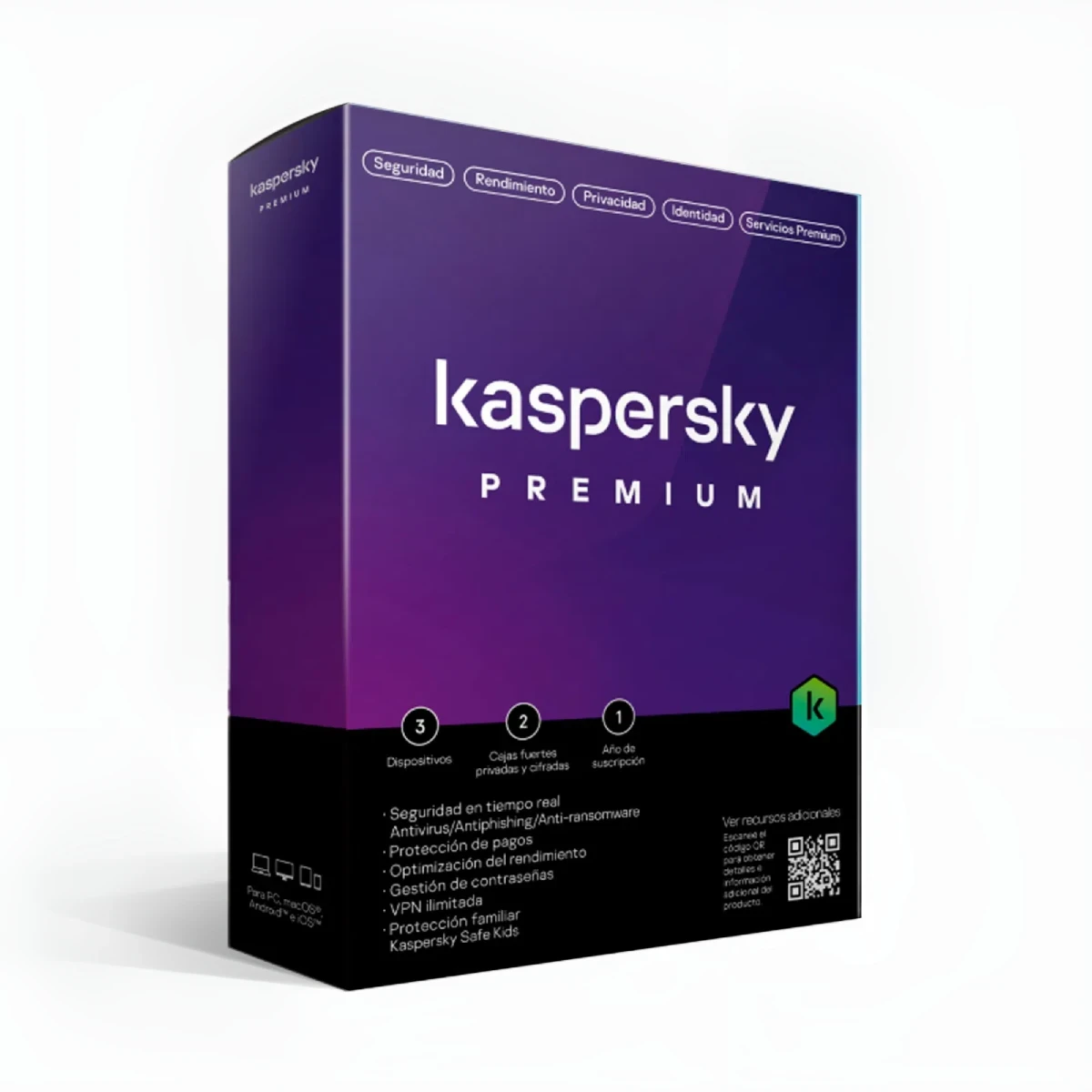 Licencia Kaspersky Premium 5 Dispositivos Protección Antivirus VPN